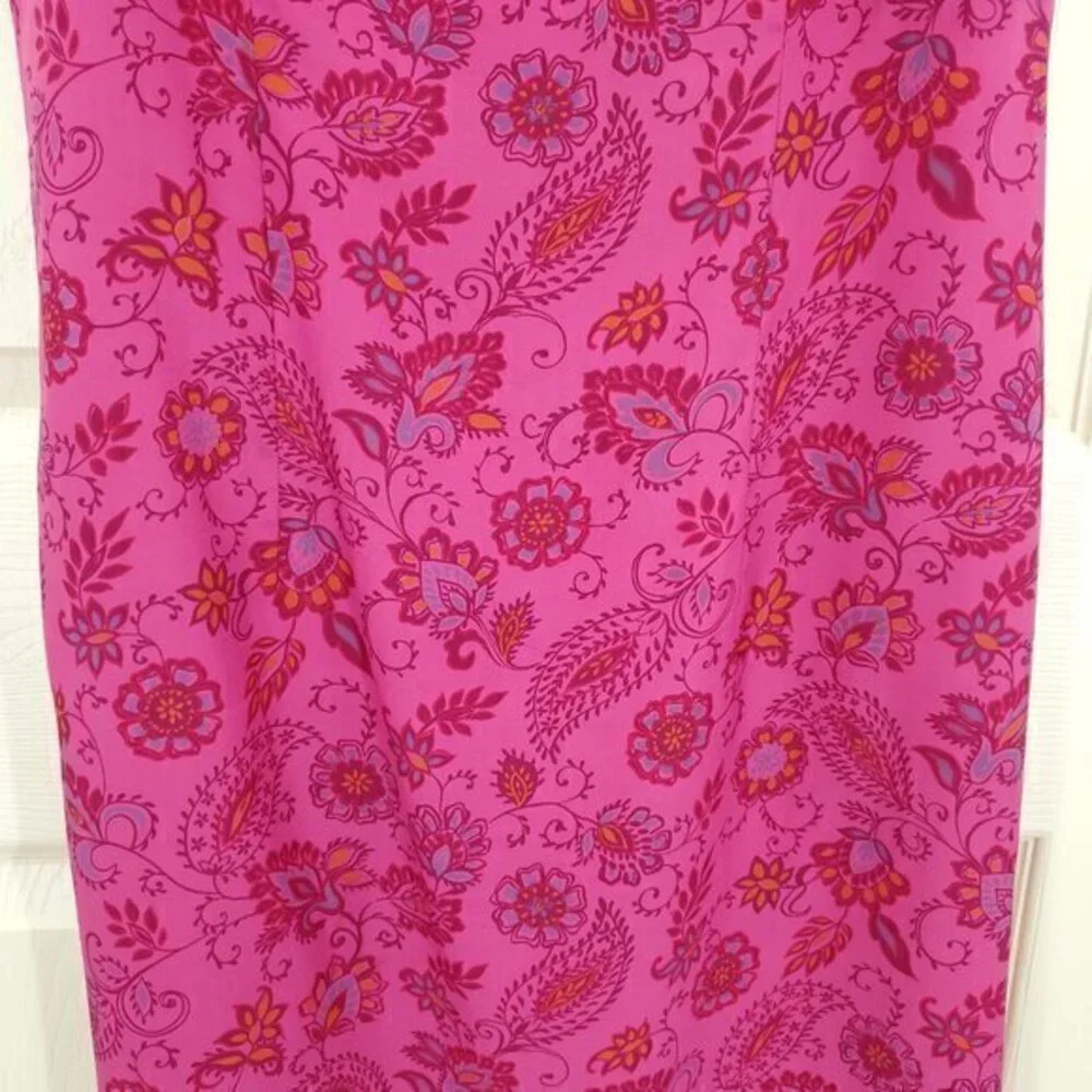 VTG 90s/early 2000s INC Silk Straight Neck Mini Sheath Dress 6 Pink Paisley